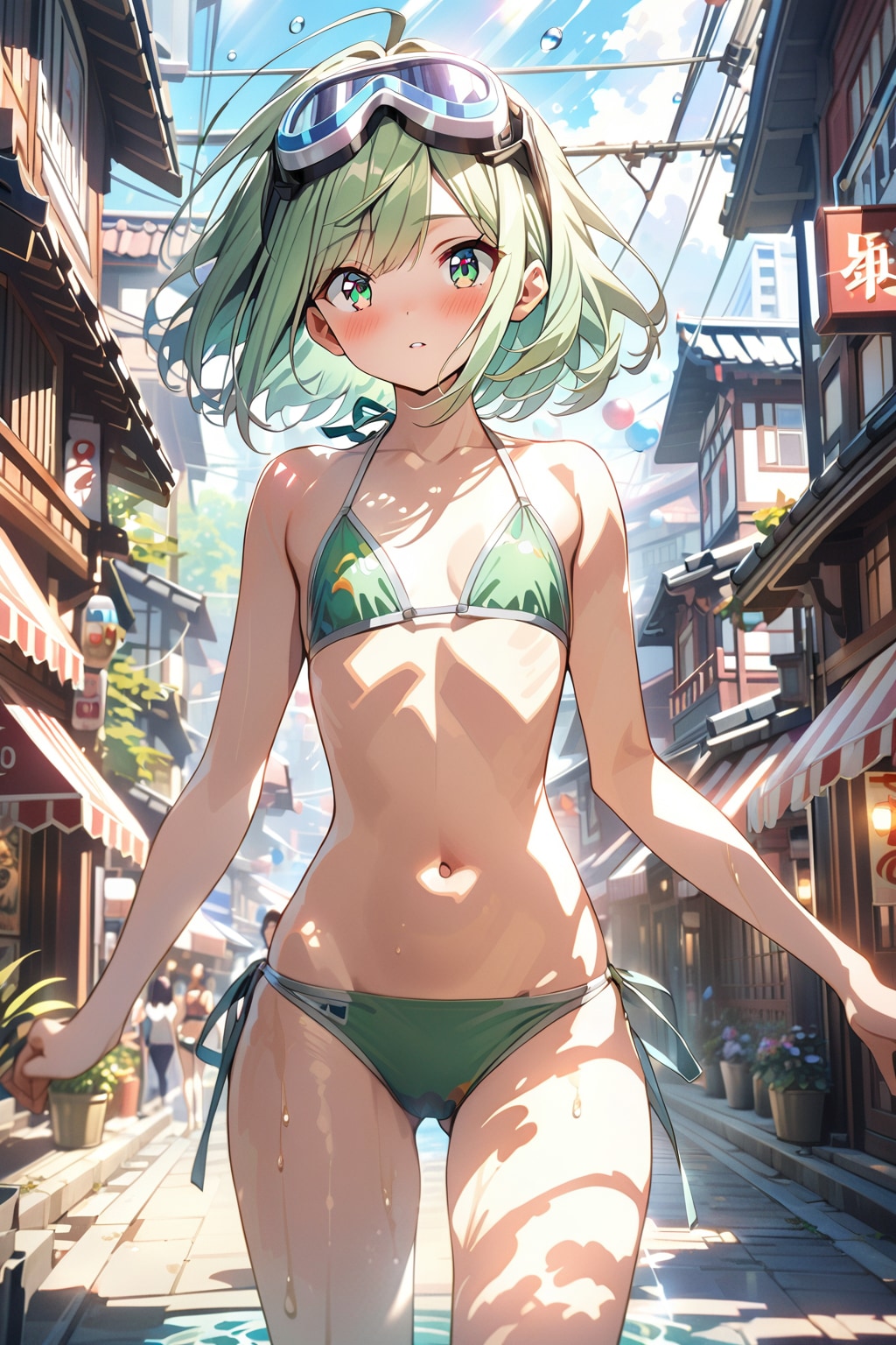 街中で緑ビキニ@VEGA