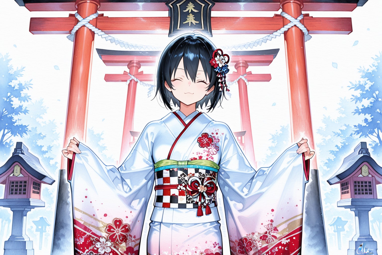 【企画：ちちぷい年末年始】あけましておめでとうございます。 | の人気AIイラスト・グラビア