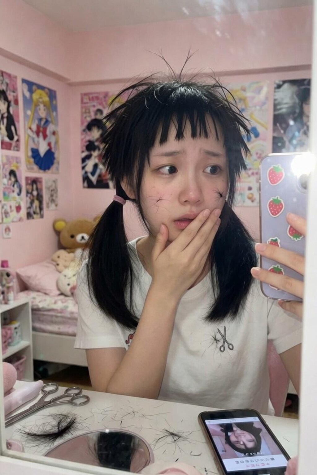 前髪切りすぎた…