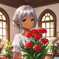 母の日にカーネーションを送るダークエルフちゃん 3枚目