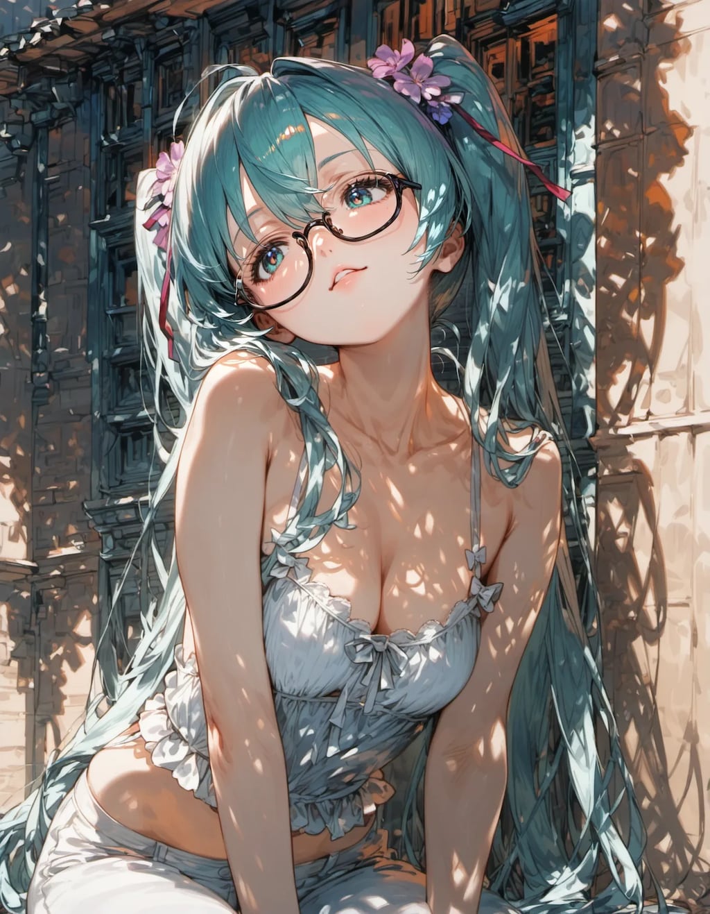 Blue Haired Beauty in Glasses