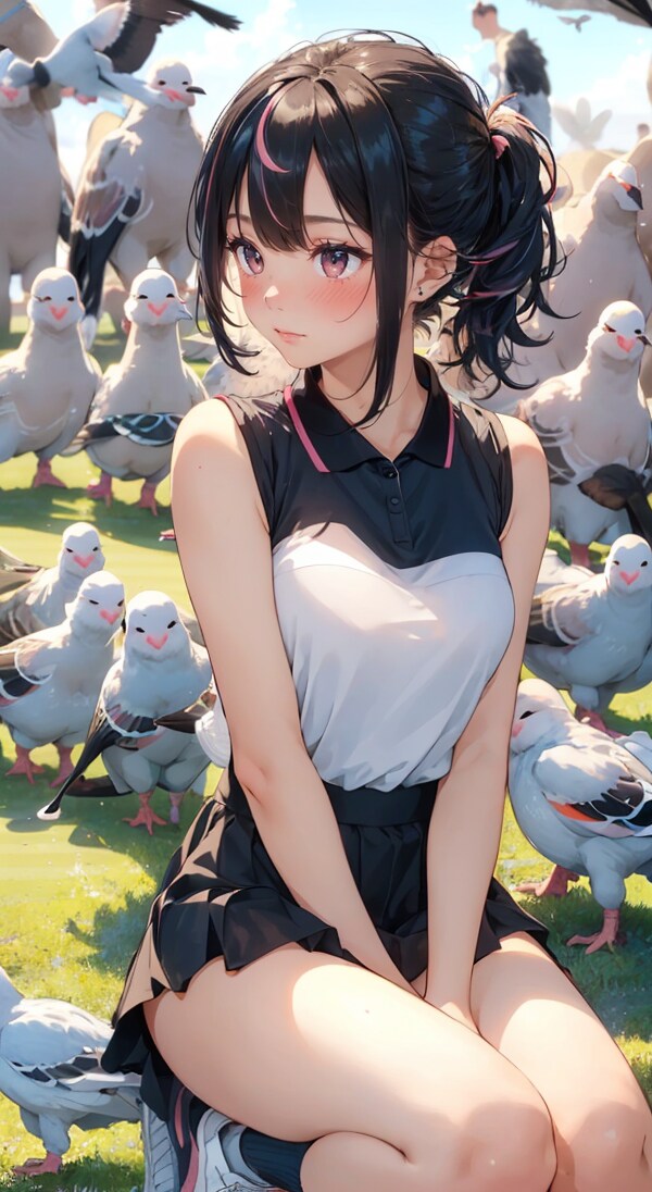 ゴルフちゃん鳩に襲われそう