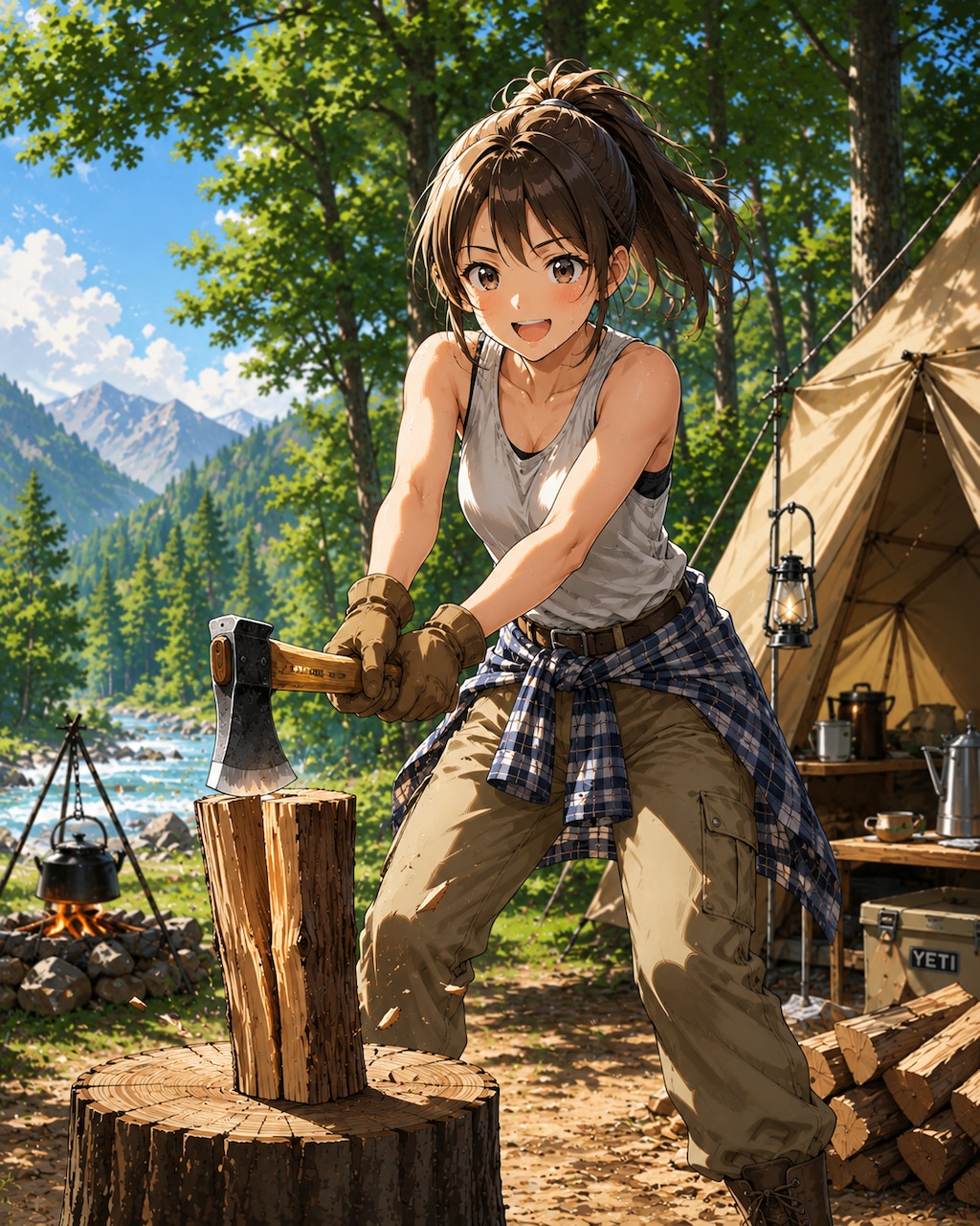 おりゃ！会心の一撃！！薪は真っ二つに割れた！！