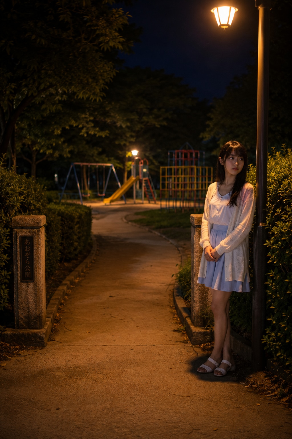 夜の公園デート