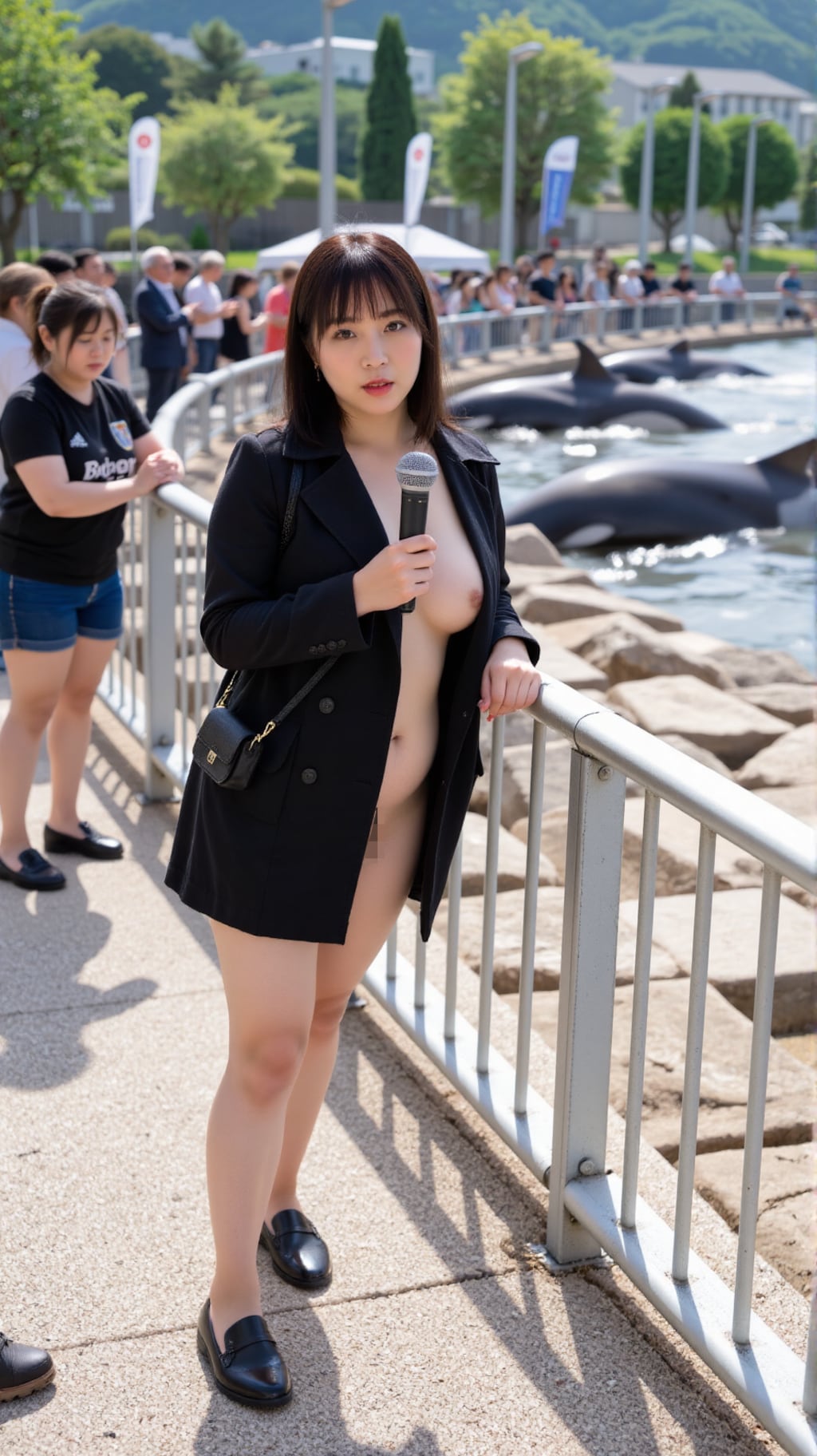 シャチが、なんとクジラを追って湾内に入って来たみたいです。すごい、自然の驚異だわ！