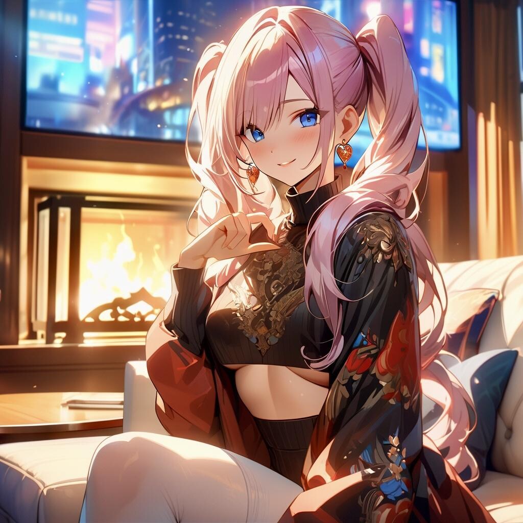 ピンク髪ツインテール