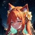 星空と花とケモ耳おんなのこ 2枚目