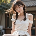 自転車に座る女性 2枚目