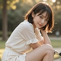 自転車に座る女性 5枚目