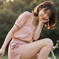 自転車に座る女性 4枚目