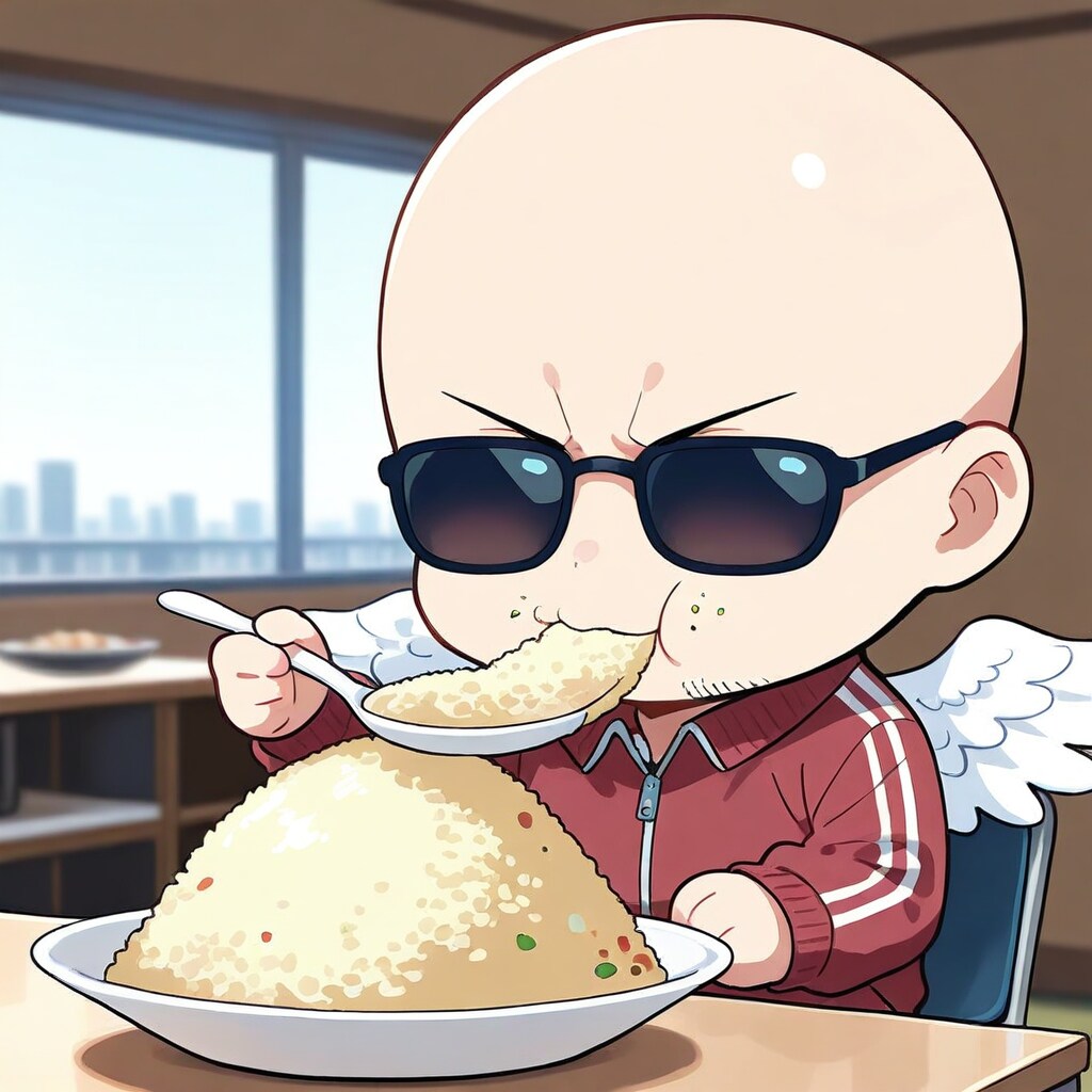 UNICORNのチャーハンを食べる小さいおっさん