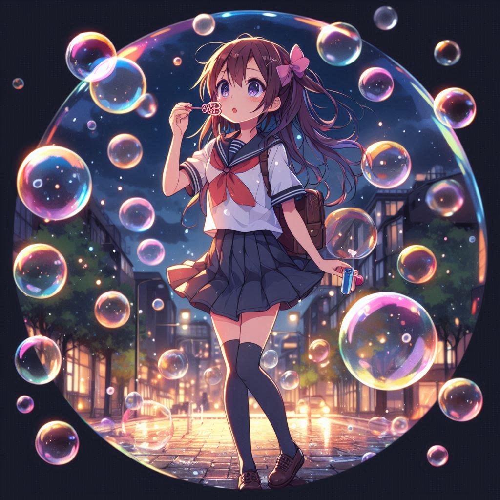 夜のシャボン玉