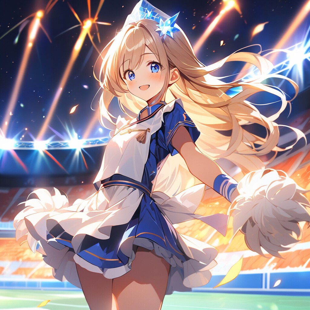 金髪ロングでチアガールの少女２ | の人気AIイラスト・グラビア