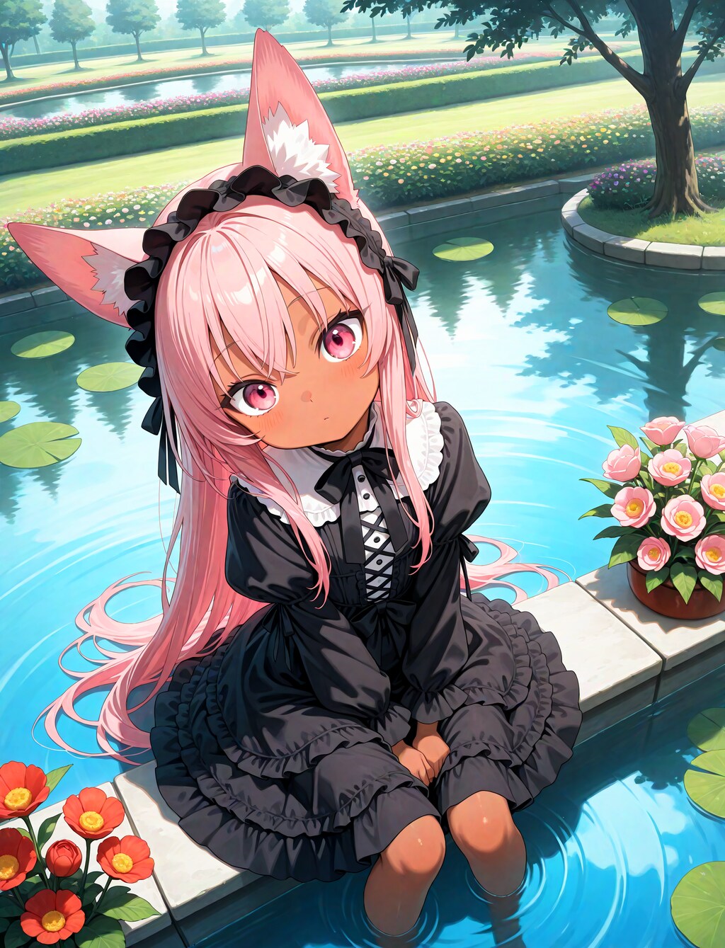 ゴスロリピンク髪狐娘