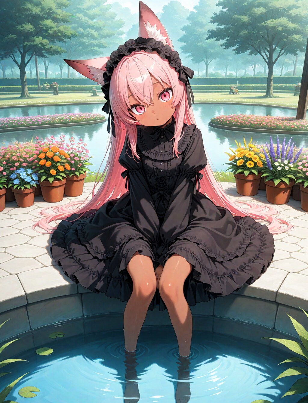 ゴスロリピンク髪狐娘