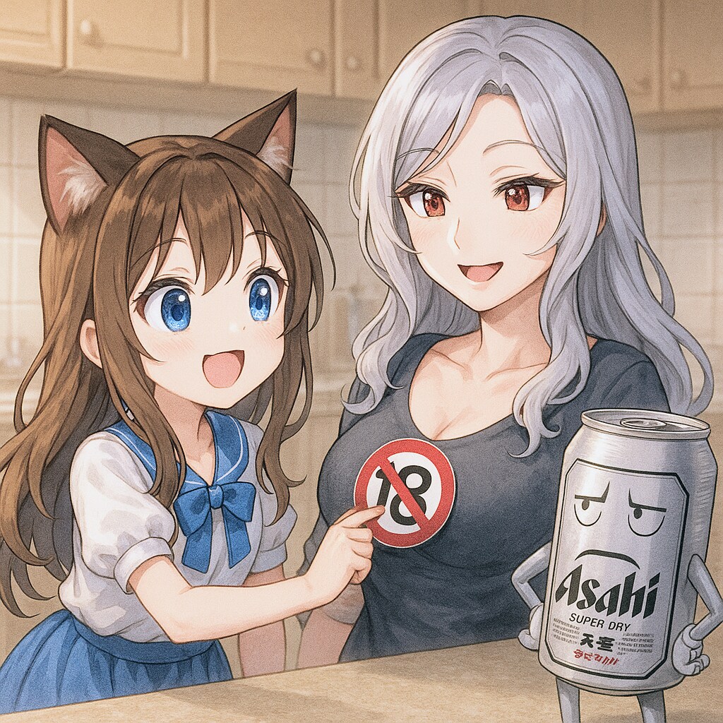 18禁シールを貼って遊ぶ小さな女の子