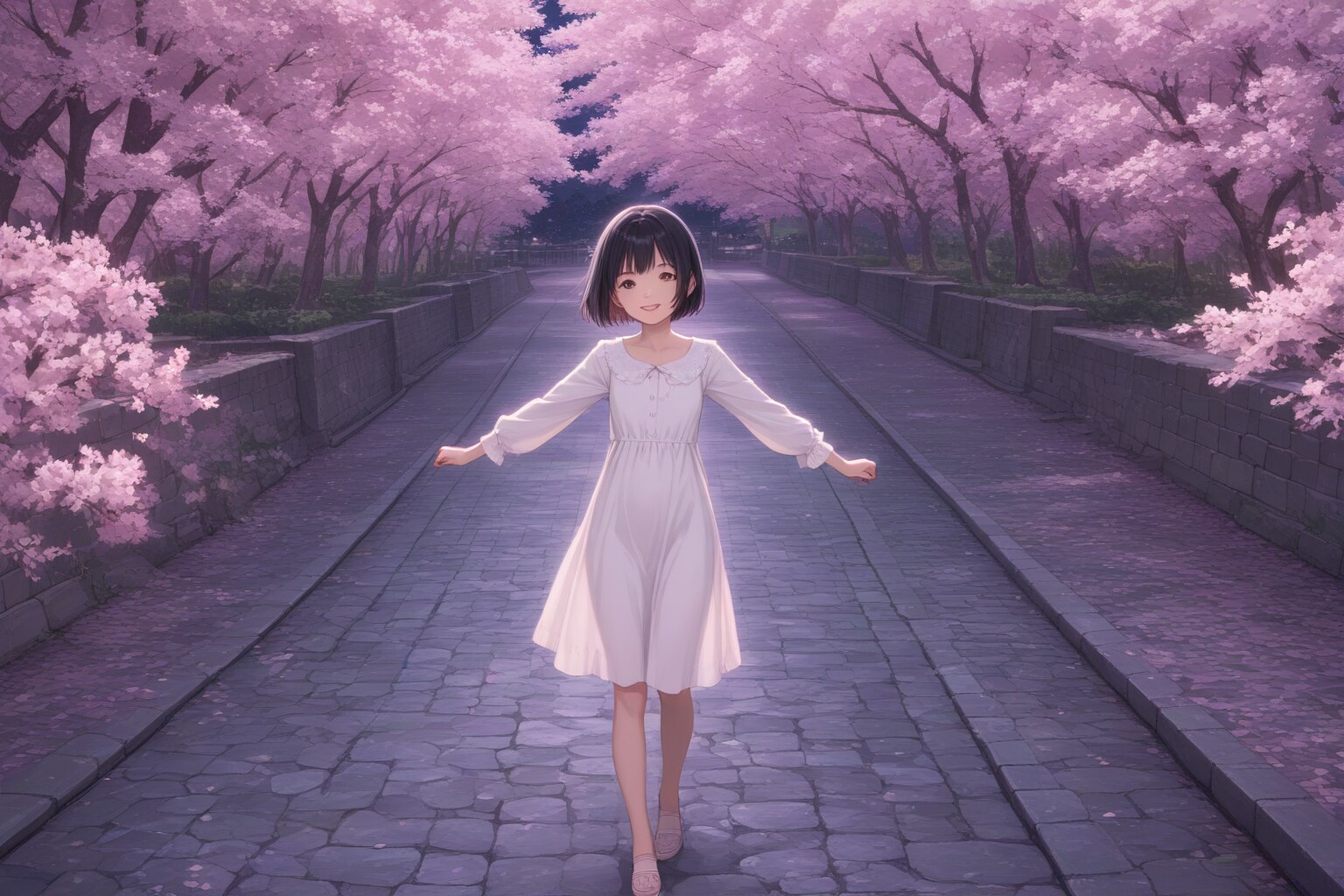 夜桜満喫散歩道