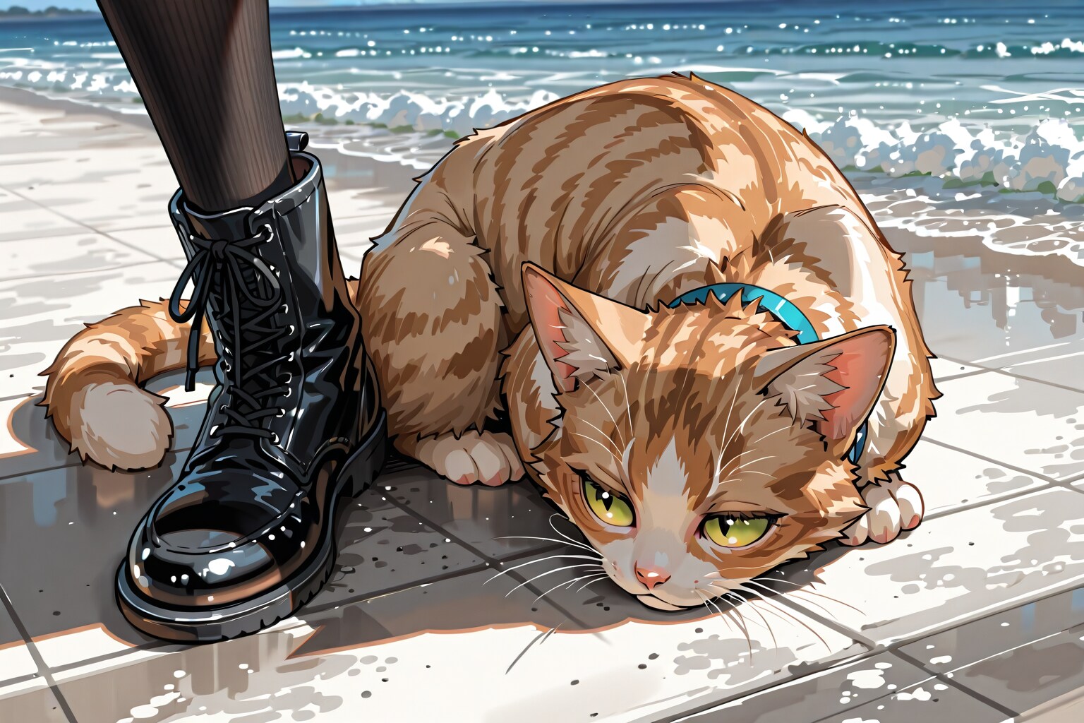 猫と海辺
