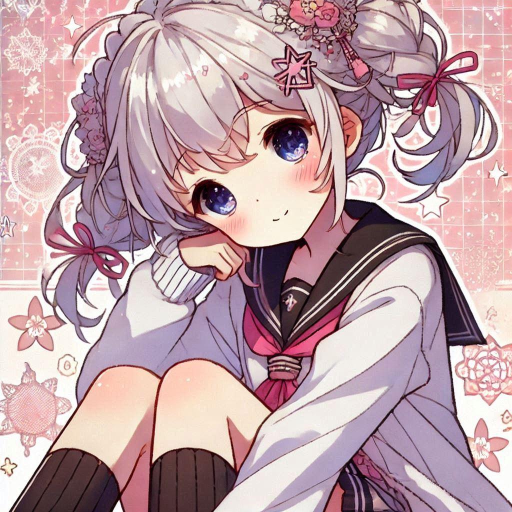 白髪の可愛い女の子【164】