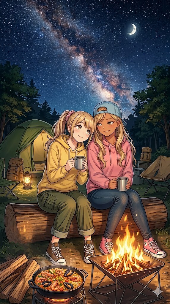 焚き火台の火と天の川銀河 | の人気AIイラスト・グラビア