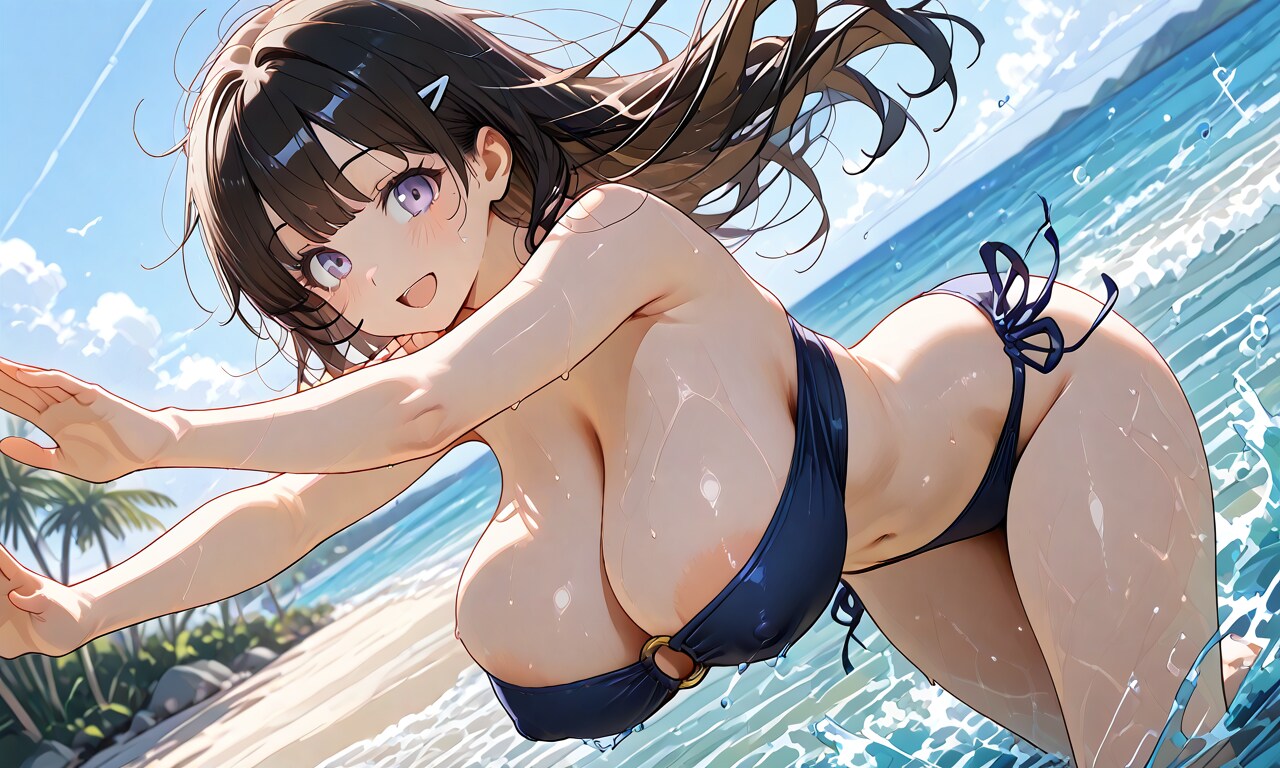 水着で遊びまくる少女