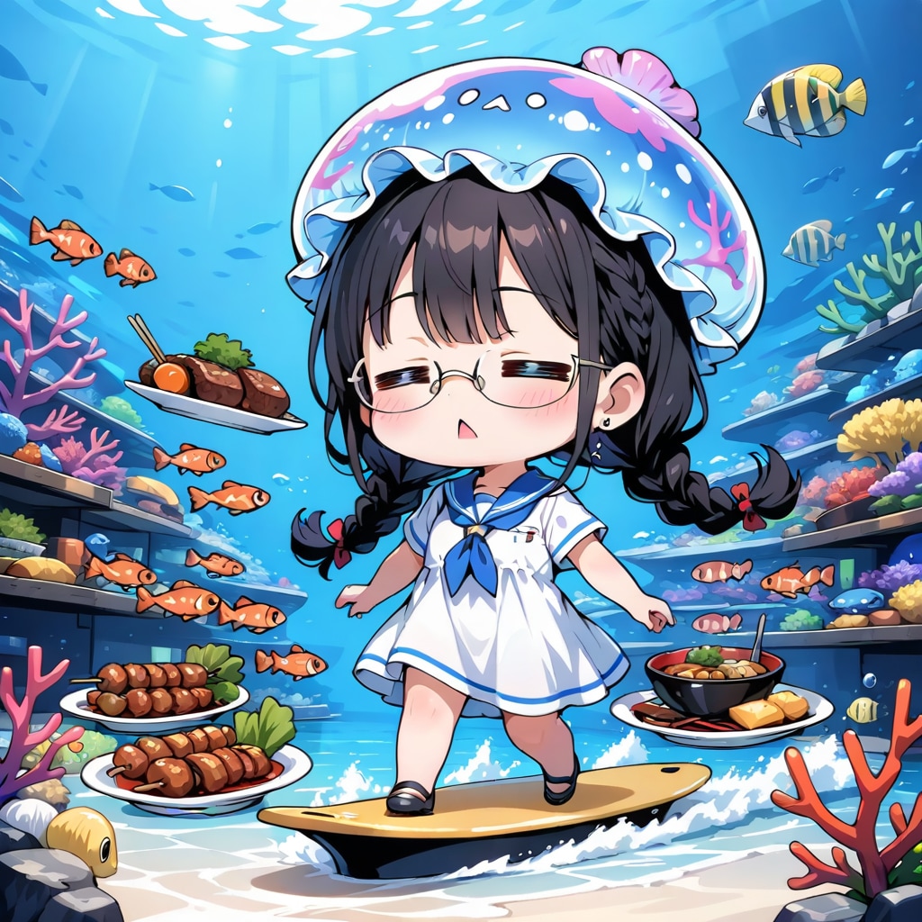 クラゲ帽子の黒髪ちゃん