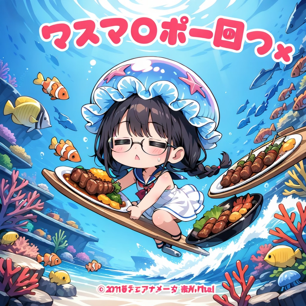 クラゲ帽子の黒髪ちゃん
