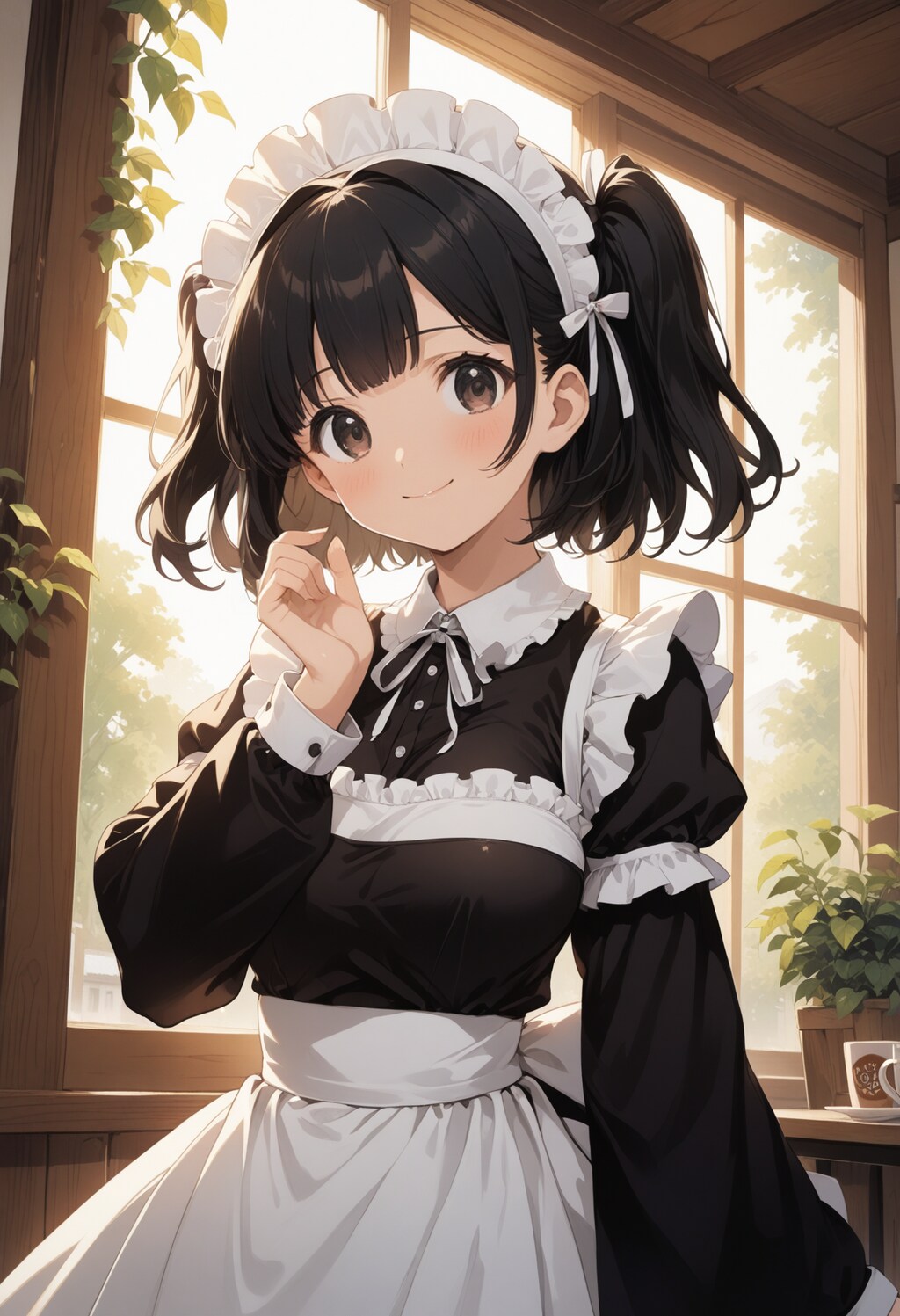 黒髪ツーサイドアップなメイドちゃん