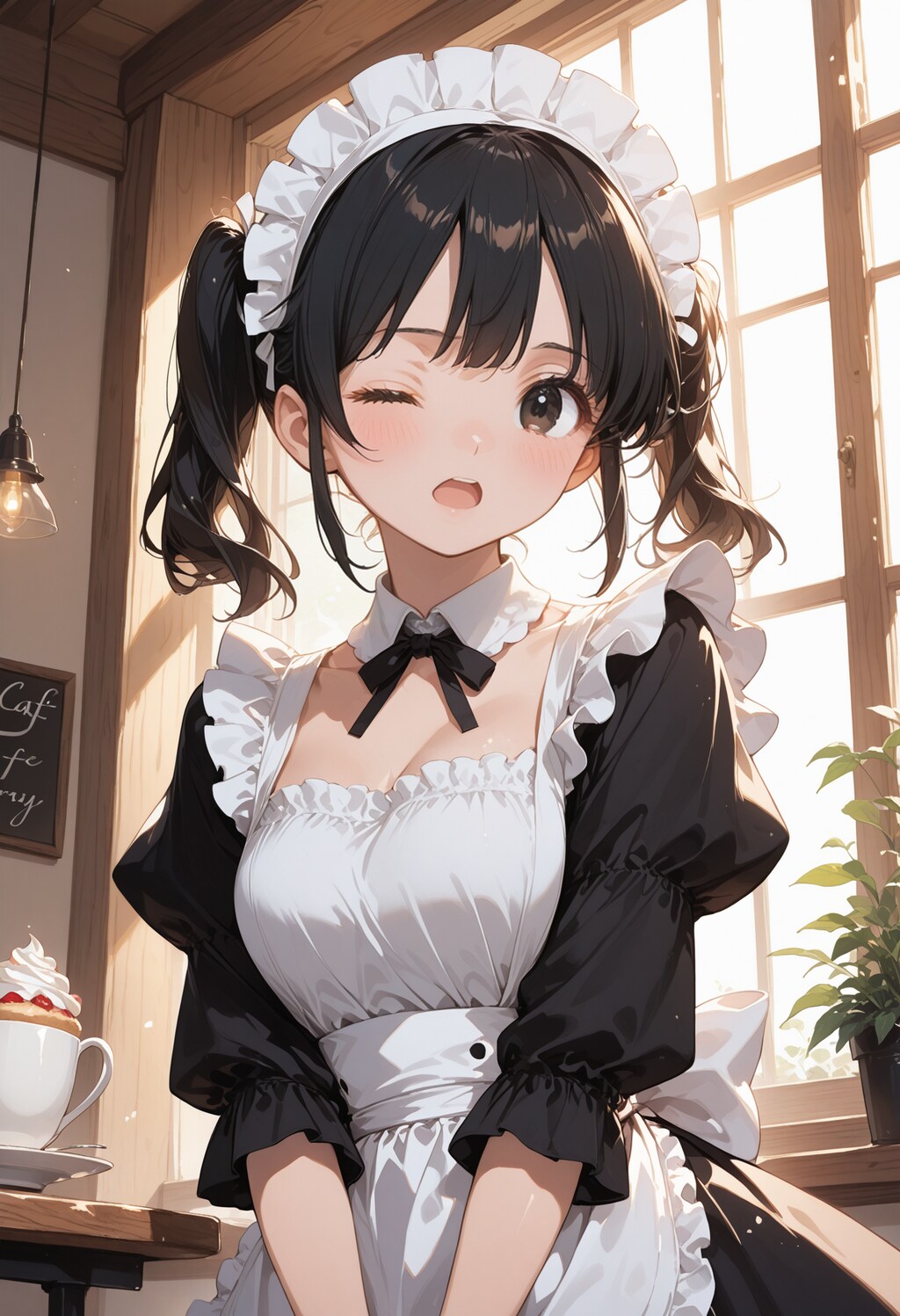 黒髪ツーサイドアップなメイドちゃん