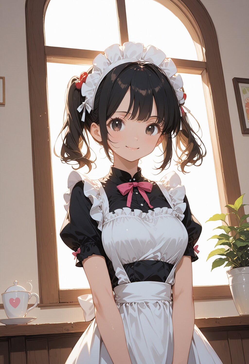 黒髪ツーサイドアップなメイドちゃん