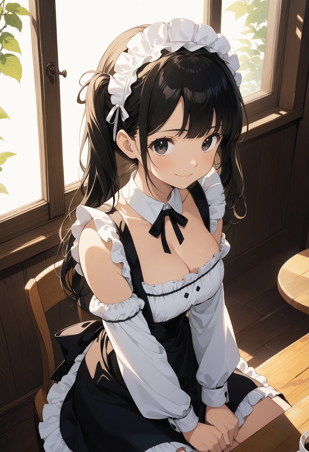 黒髪ツーサイドアップなメイドちゃん