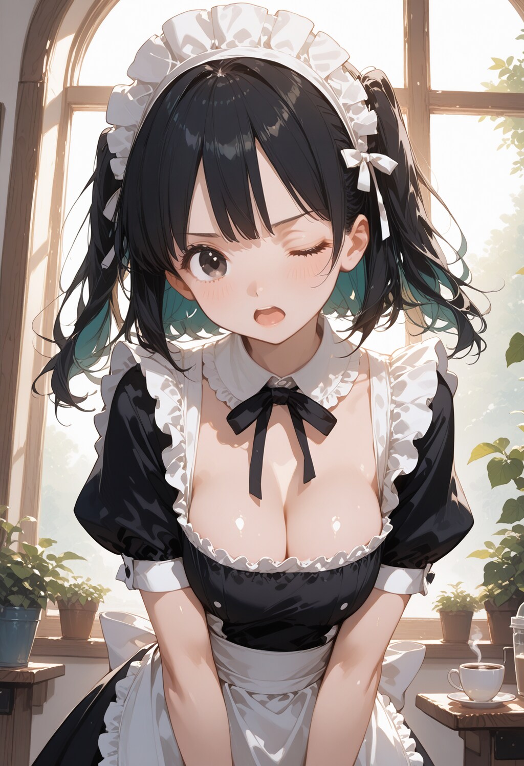 黒髪ツーサイドアップなメイドちゃん