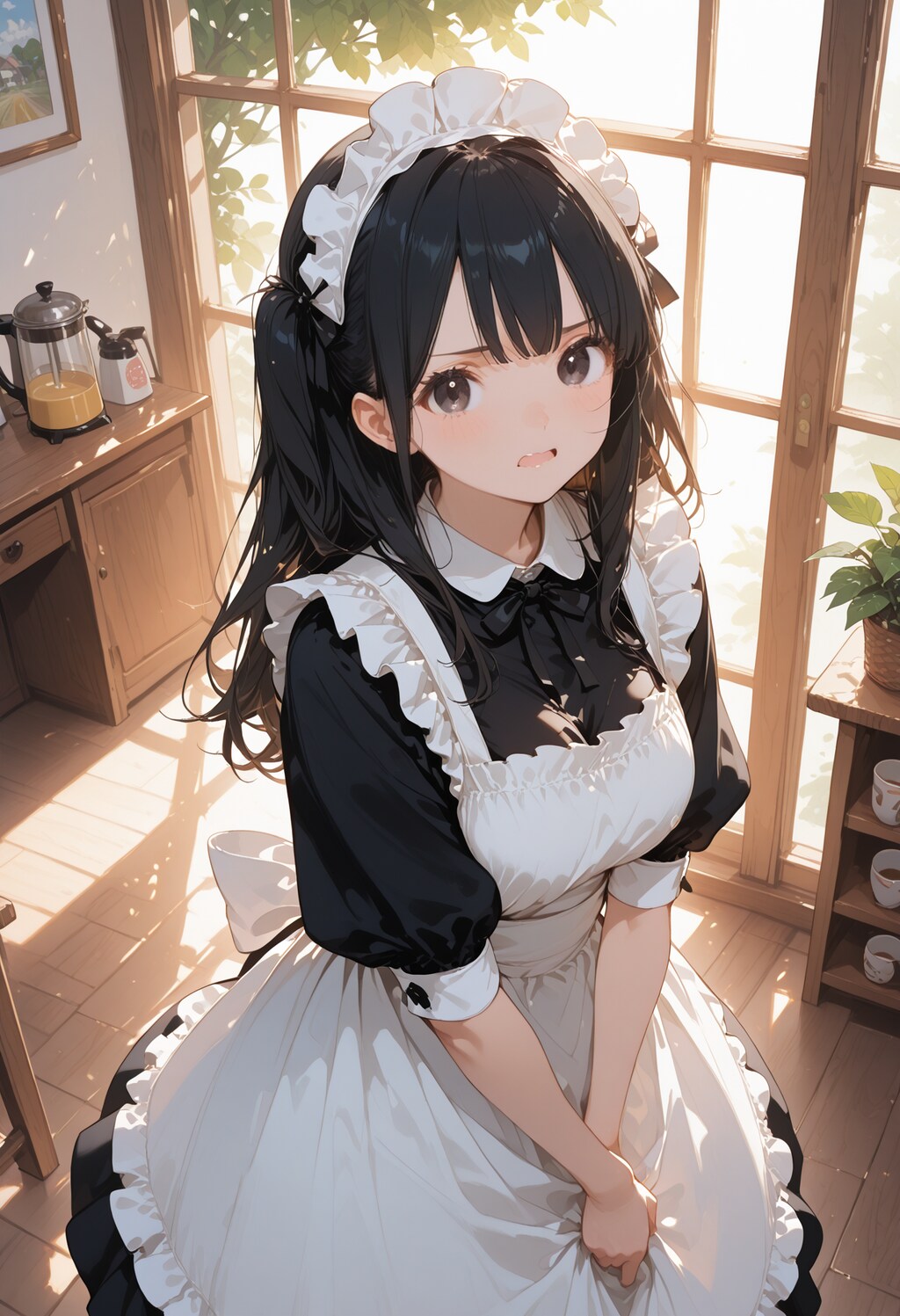 黒髪ツーサイドアップなメイドちゃん