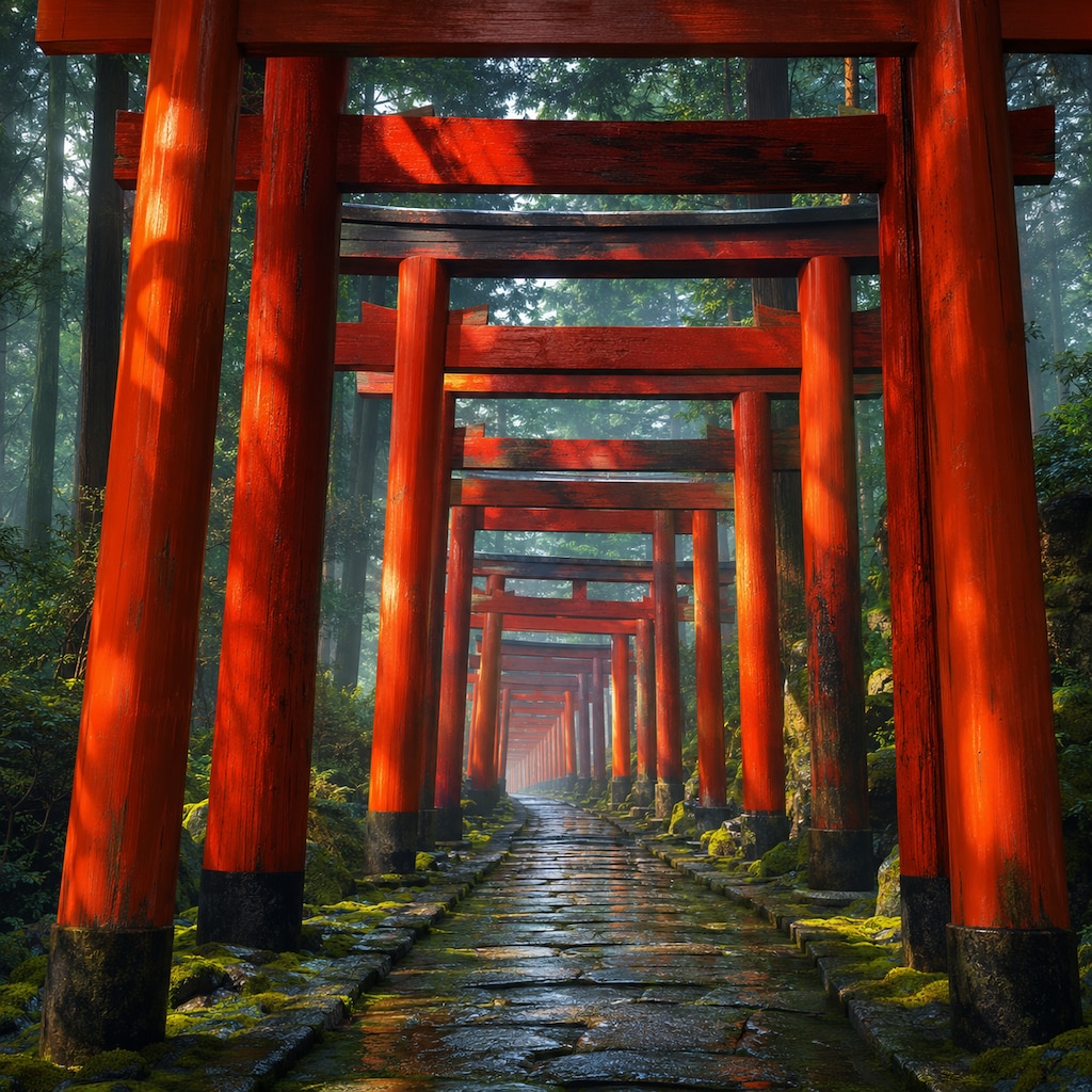 赤い鳥居の連続