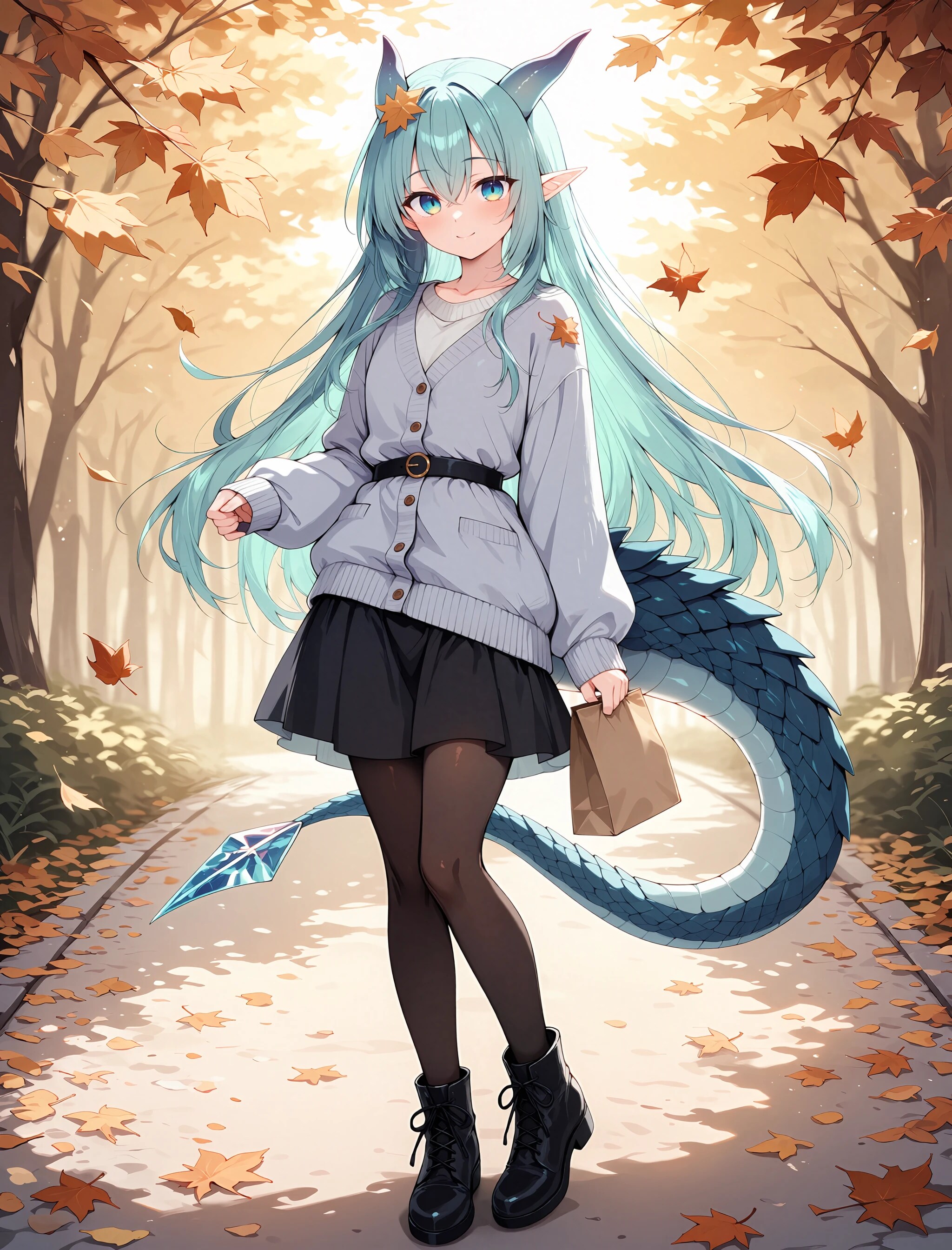 秋コーデの竜娘さん | の人気AIイラスト・グラビア