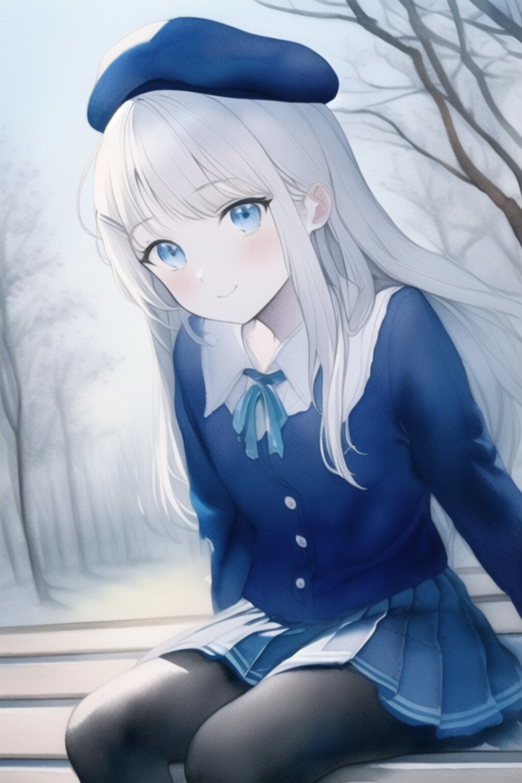 寒い朝の女の子