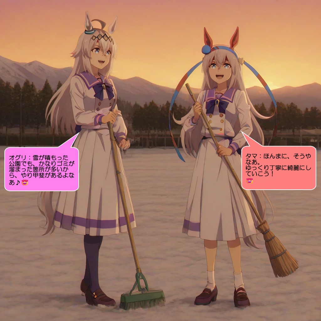 オグリとタマ、和泉山脈周辺の公園で清掃活動をする | の人気AIイラスト・グラビア