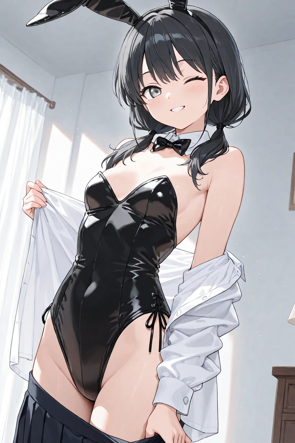 制服の下はバニーだよ♪