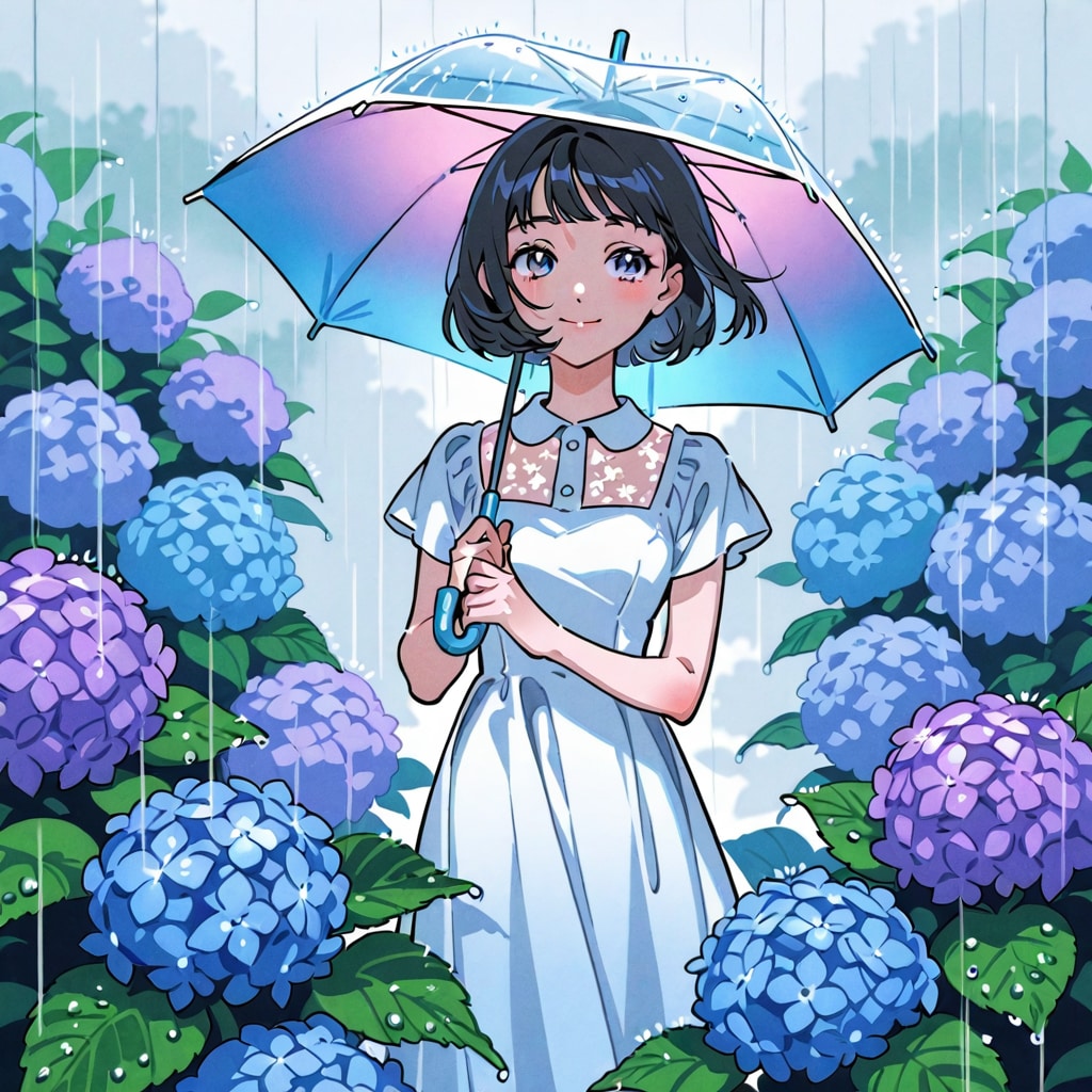 雨の中の紫陽花 | の人気AIイラスト・グラビア
