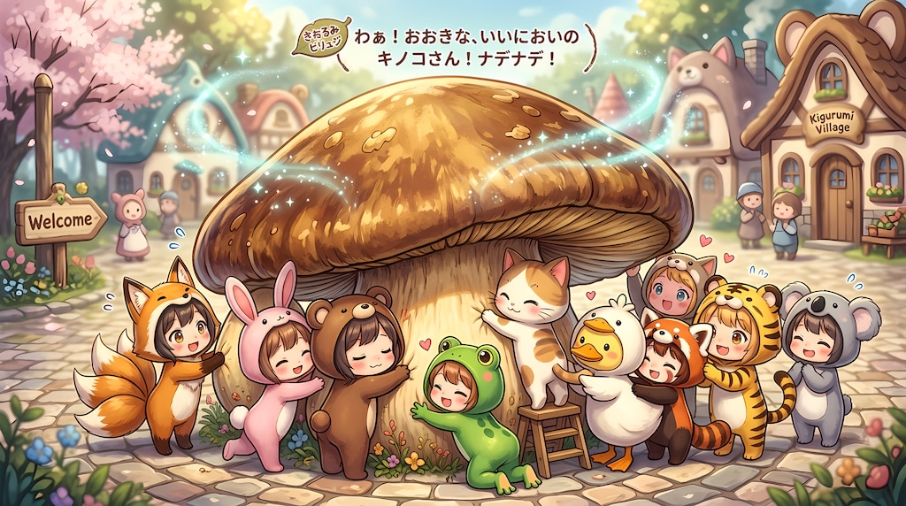 【なでる２】大きなキノコが生えてきたのでナデナデしてあげた。