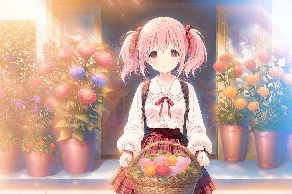 花籠と午後のひかり