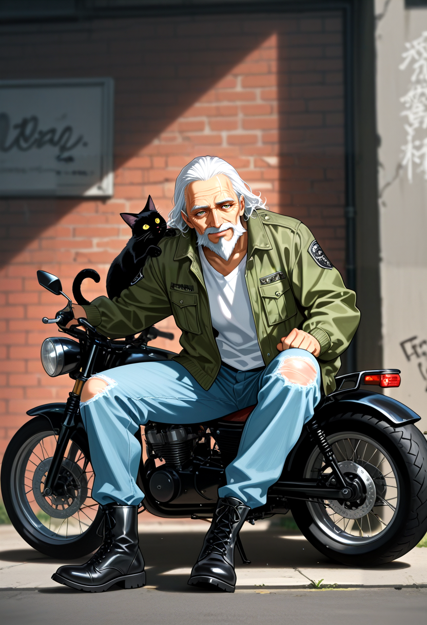 老人と猫 | の人気AIイラスト・グラビア
