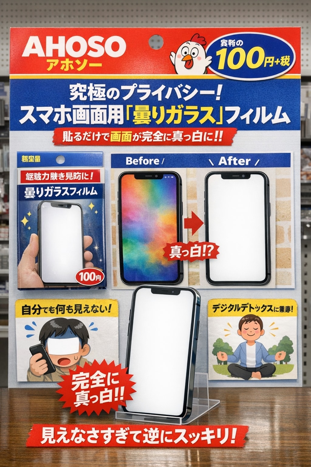 スマホ画面用「曇りガラス」フィルム