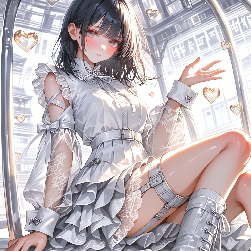 Day AI「白系ゴシック系ファッションの美少女」