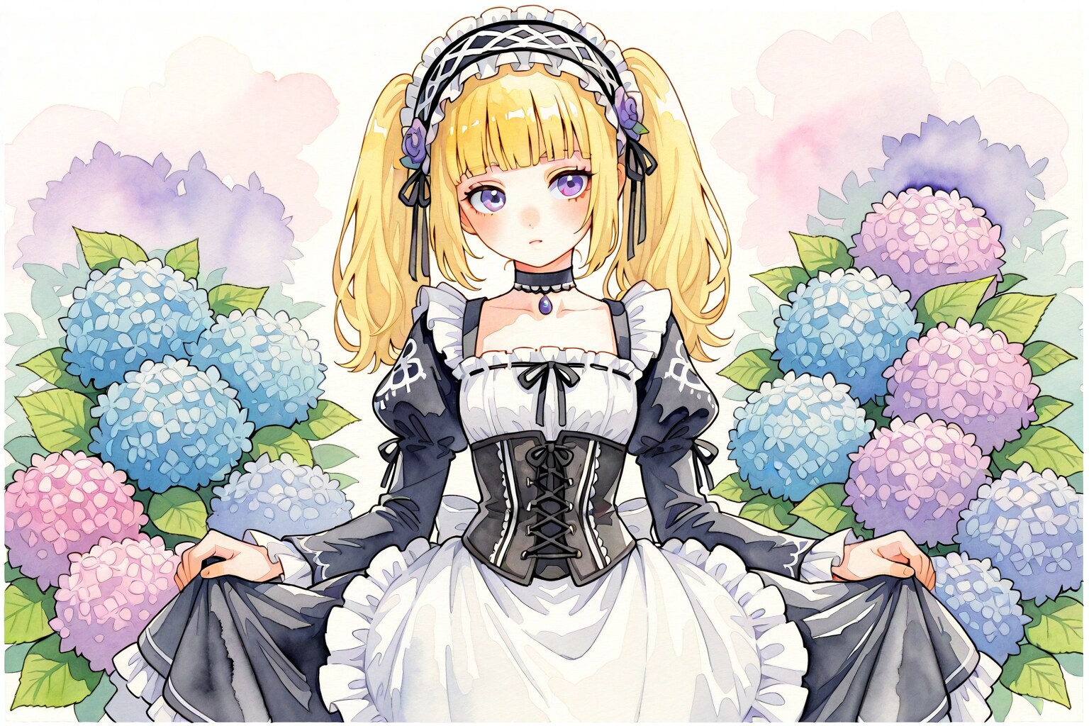 メイドちゃんと紫陽花2