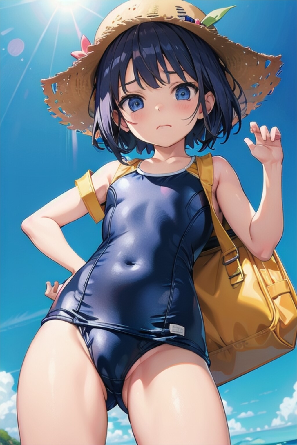 熱中症対策の究極系スク水帽子な日常