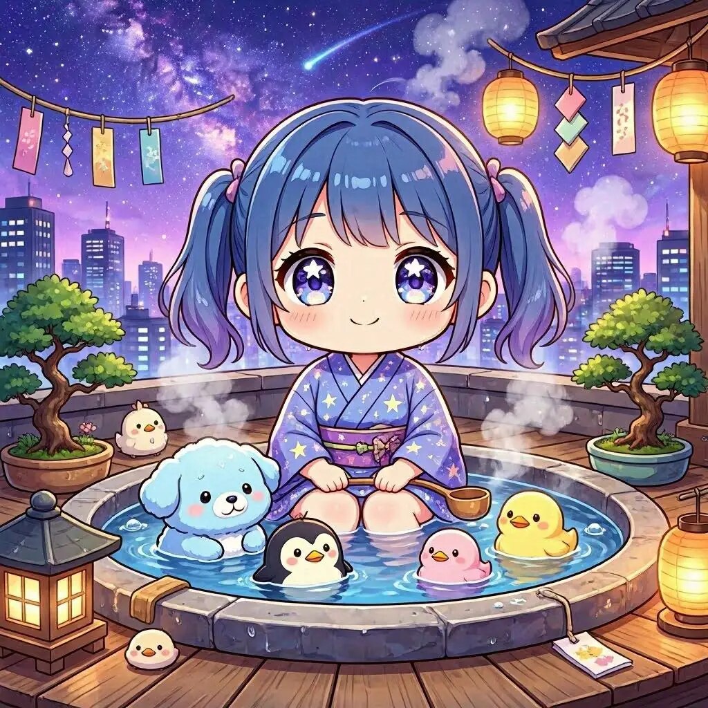 ３　七夕祭りの夜、天の川を見上げる少女