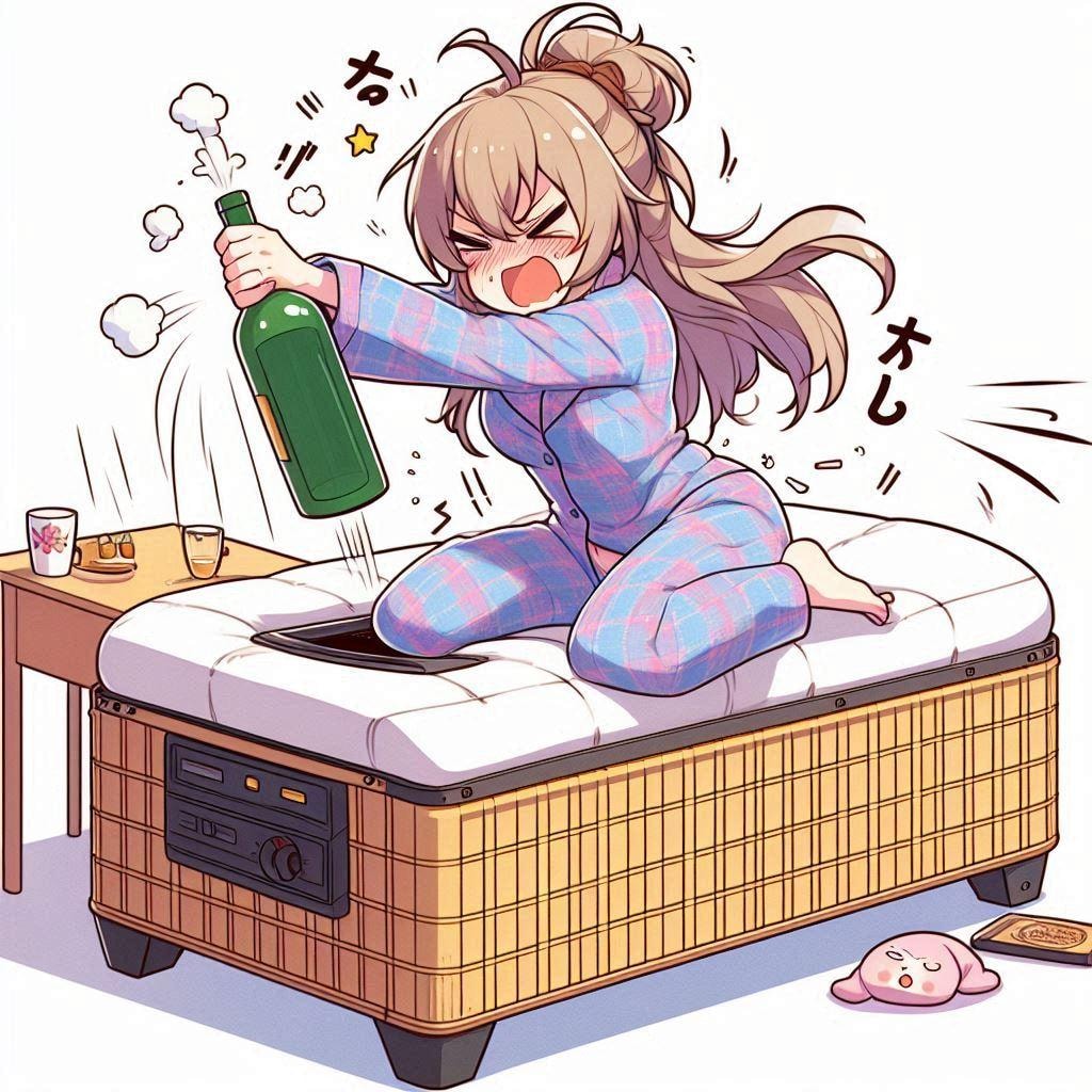 コタツにあたる少女