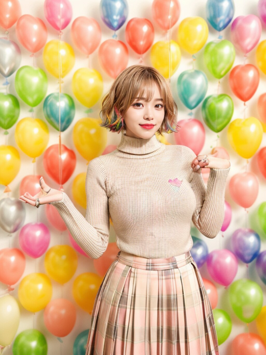 風船に囲まれた秋の乙女