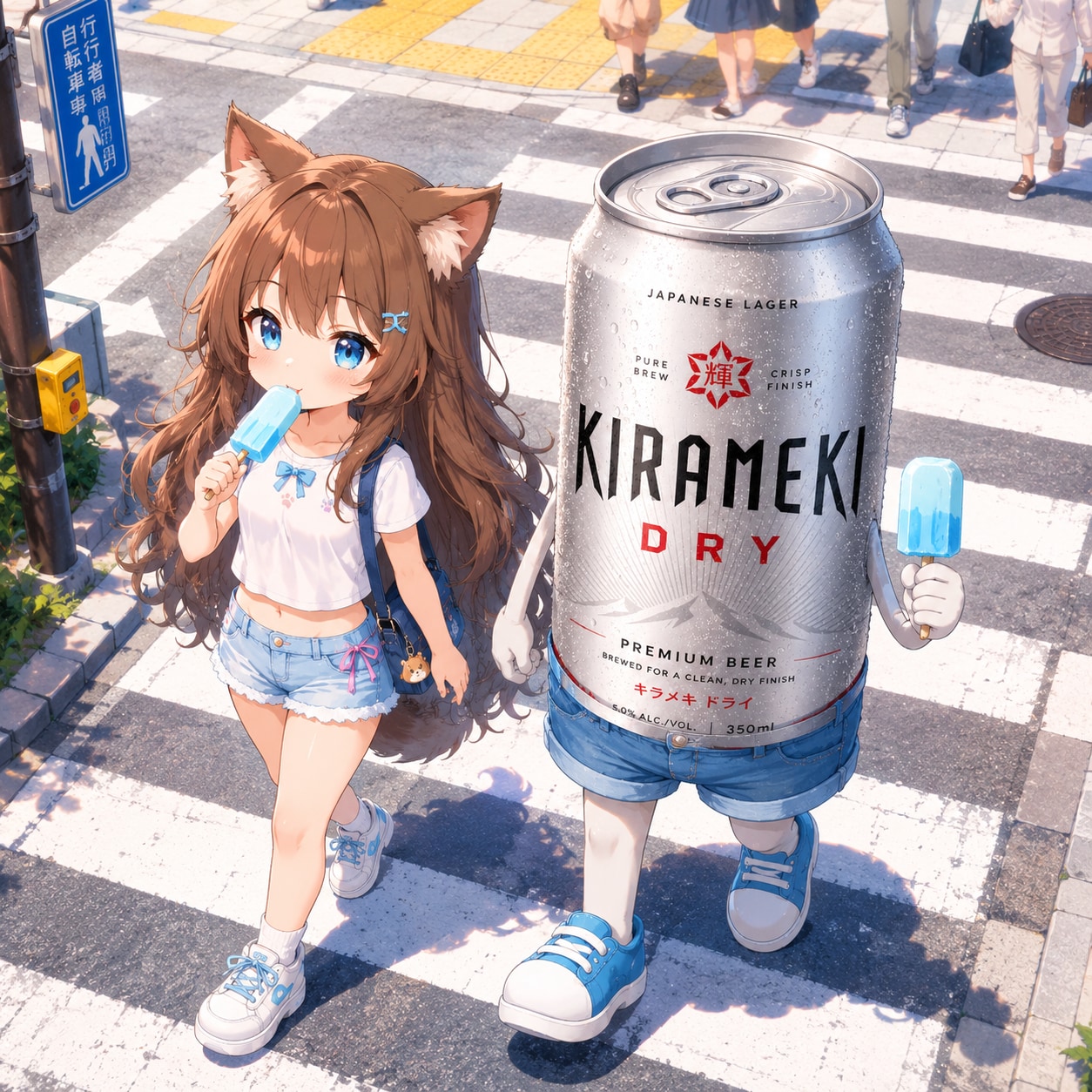 ホットパンツで歩く小さな女の子